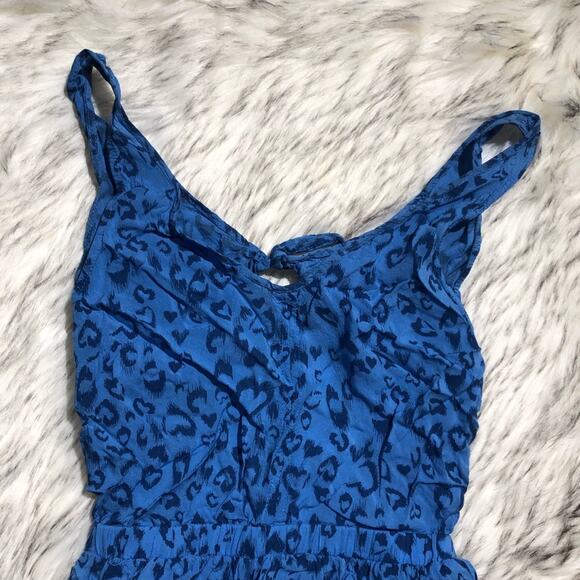 H&M | blue leopard print heart mini dress size 4 Valentines Day - Picture 4 of 7
